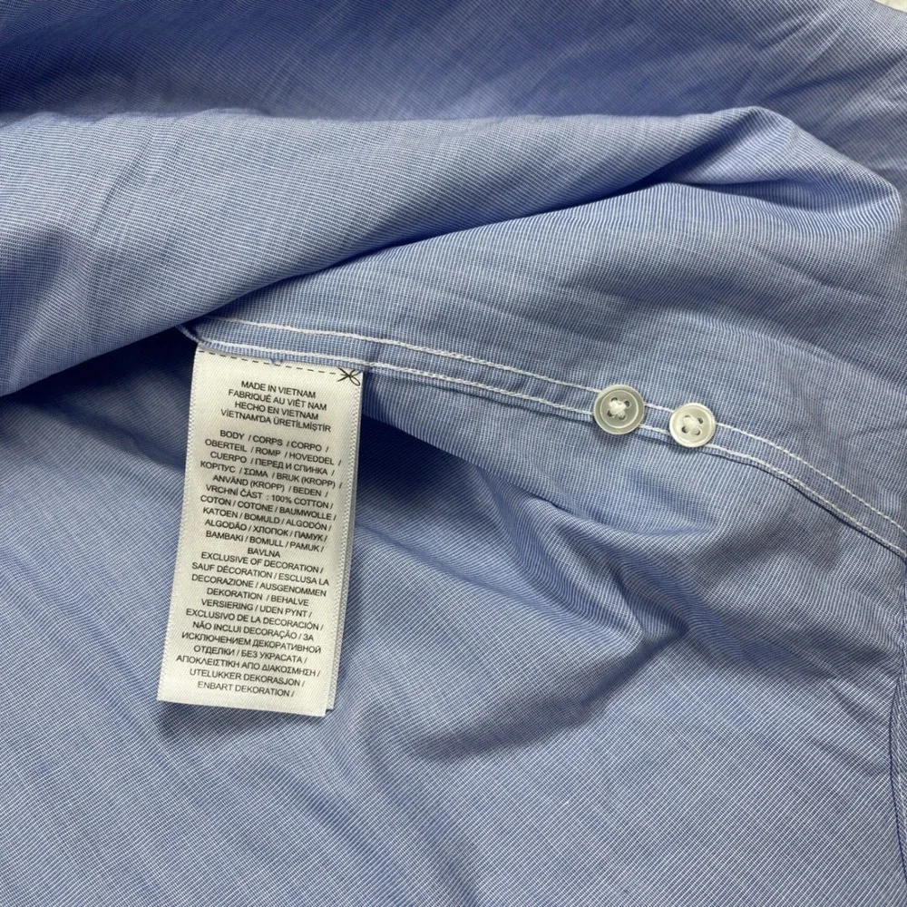 Polo Ralph Lauren Button Down Shirt Mens XXL Blue Oversize Fit End On End Cotton